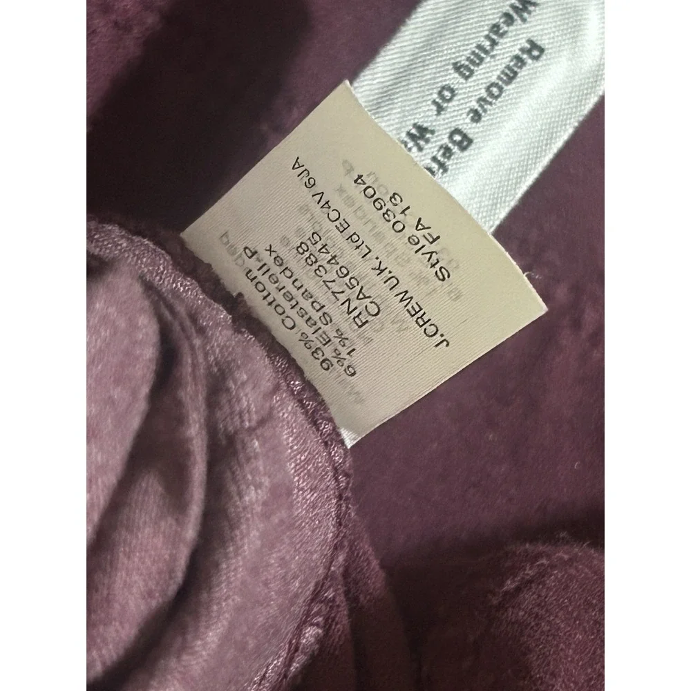 J. Crew Toothpick maroon corduroy ankle pants‎ size 31